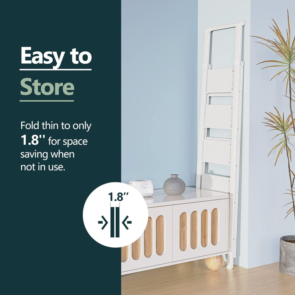 WOA WOA 5 Step Ladders for Home, 300lbs Load, 46'' Top Step, White