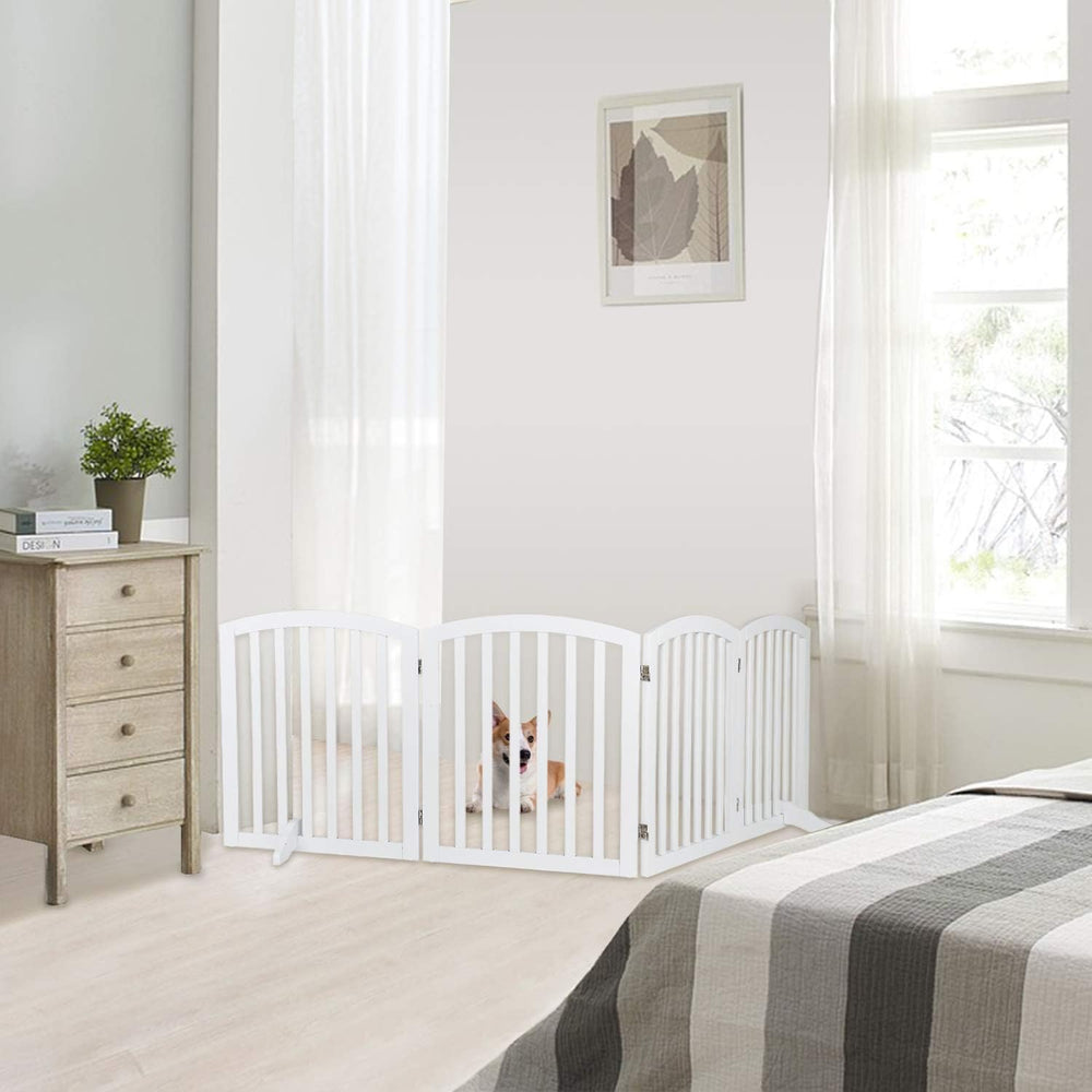 Bonnlo 30” Tall Free Standing Dog Gate for Doorways, 4 Panel Folding Pet Gate...