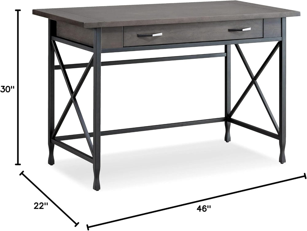Leick Home Chisel & Forge Desk, 46", Smoke Gray, Matte Black