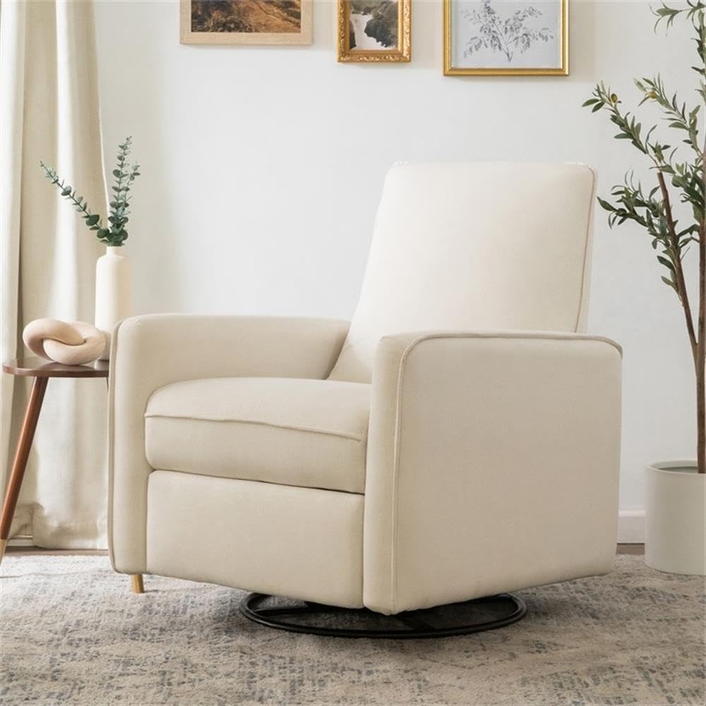DaVinci Penny Swivel Glider Recliner, Performance Cream Eco-Weave