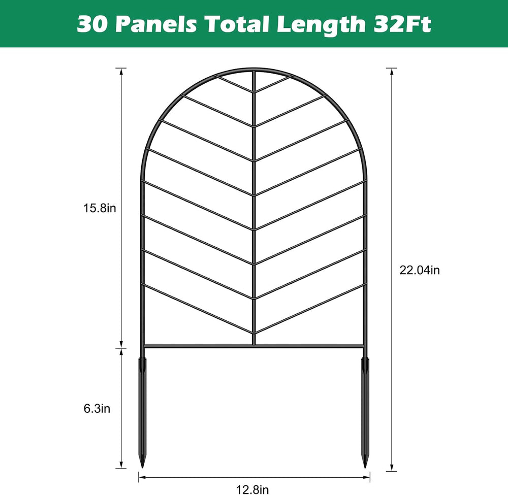 30 Pack Animal Barrier Garden Fence, Metal No Dig Panels, 32ft x 22in High