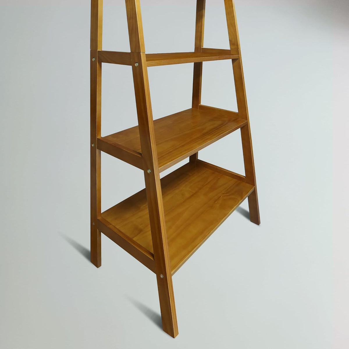 casual home 100% solid wood 5-shelf ladder bookcase, side view