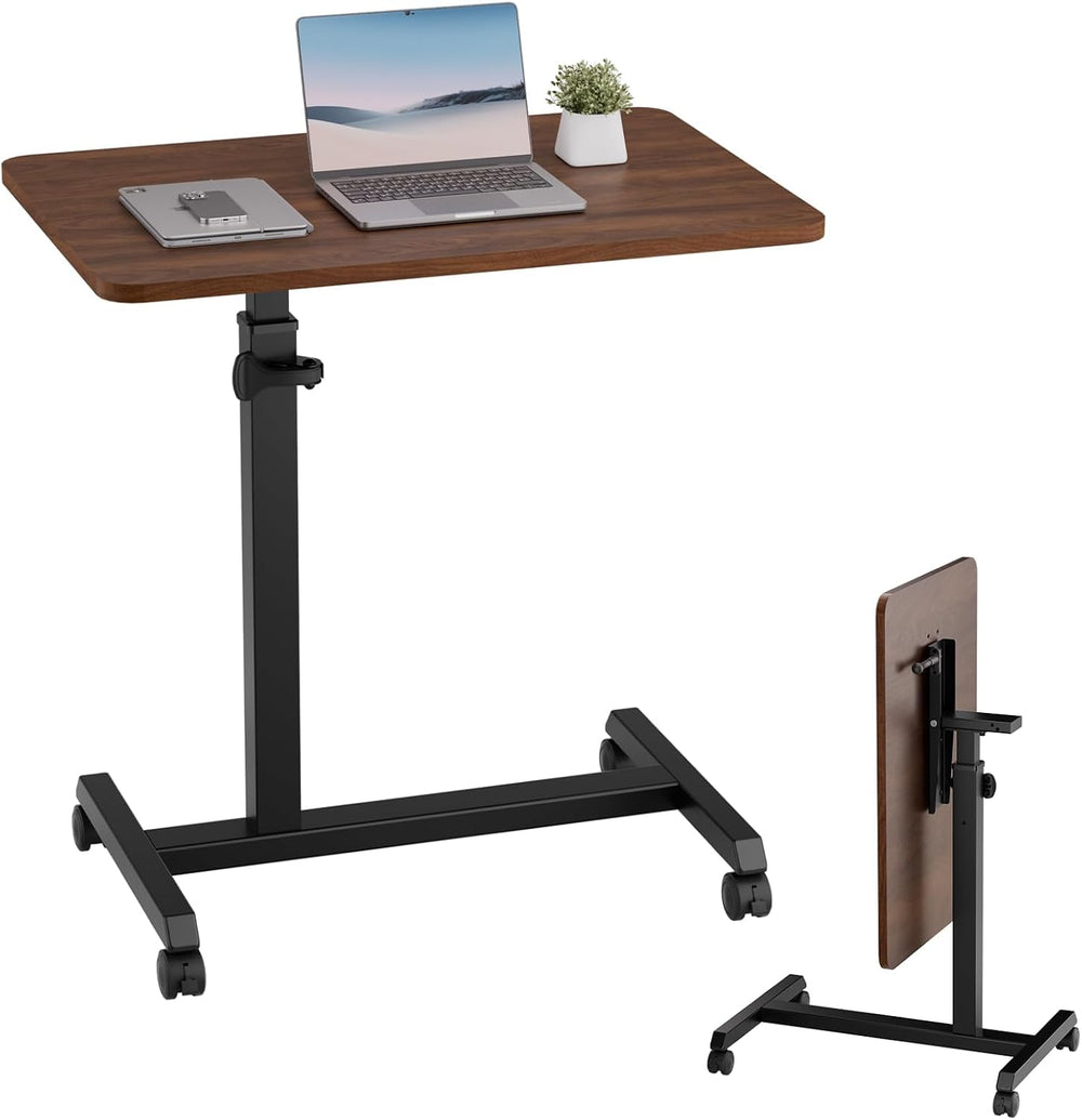 GTPLAYER Small Standing Desk, 24 Inches Foldable Mobile Rolling Laptop PC Tab...