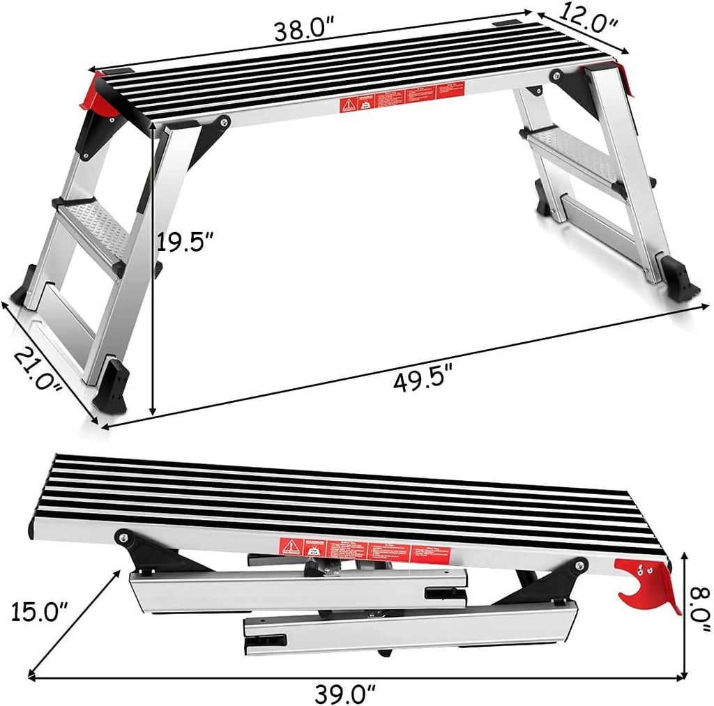 ergomaster 40'' step stool folding ladder portable work showing dimensions