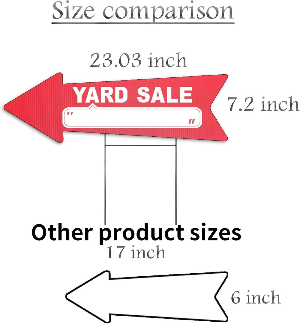 10 Pack Large Size Yard Sale Red Arrow Signs With Stakes - 23 x 7.2 in Double...