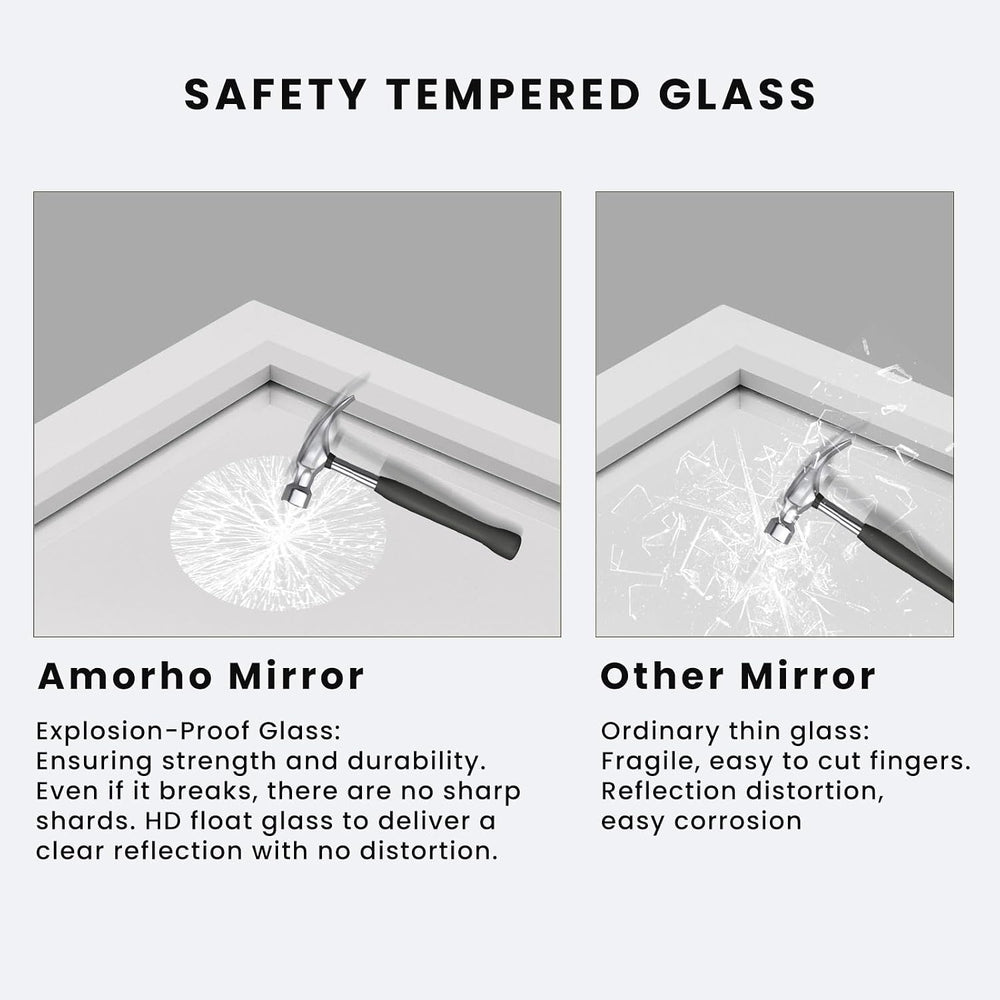 Amorho Bathroom Mirror for Wall 60x30 Inch, White Metal Framed