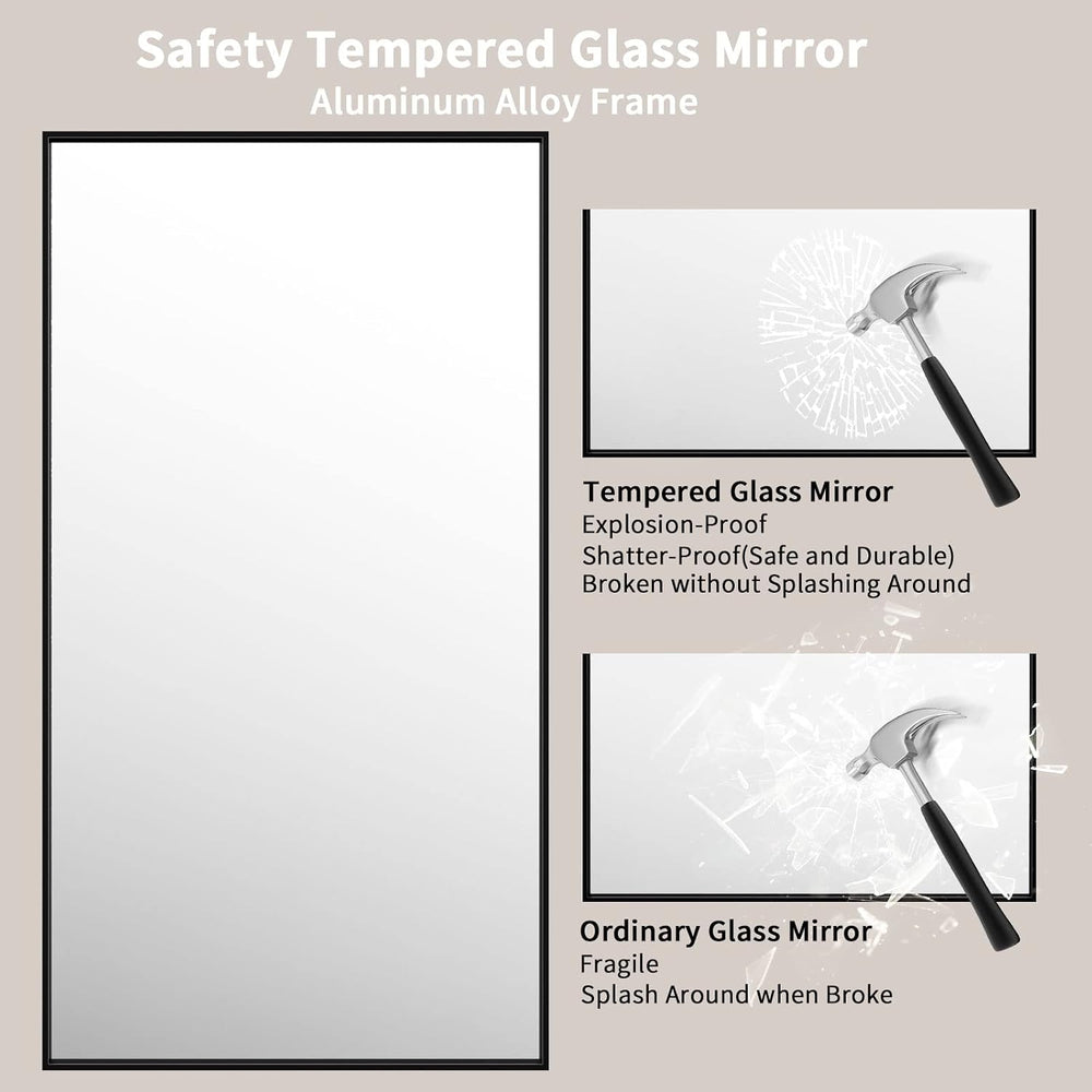 LOAAO 55"X30" Black Rectangle Bathroom Mirror