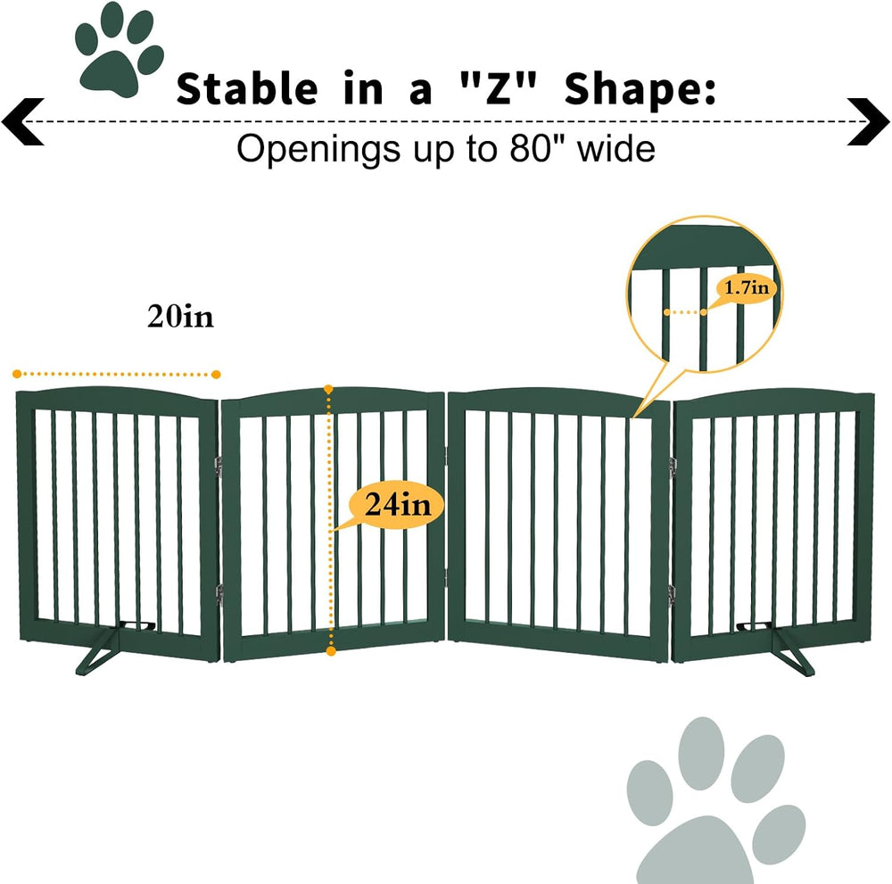 PUPETPO Freestanding Pet Gate for Dogs, Foldable Wooden Dog Gate for House, I...