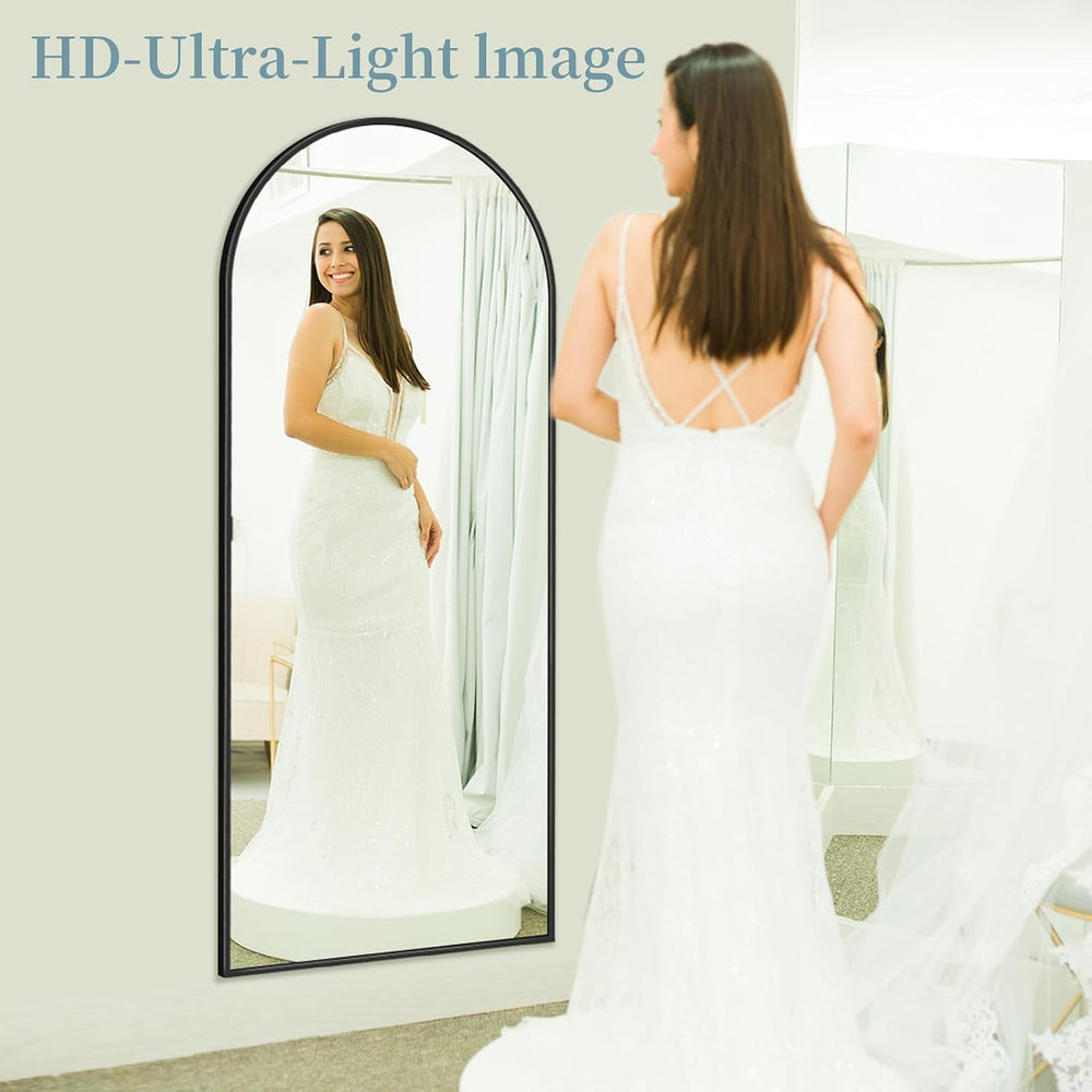 56"x14" Arched Full Length Mirror with Stand,Full Body Floor Mirror