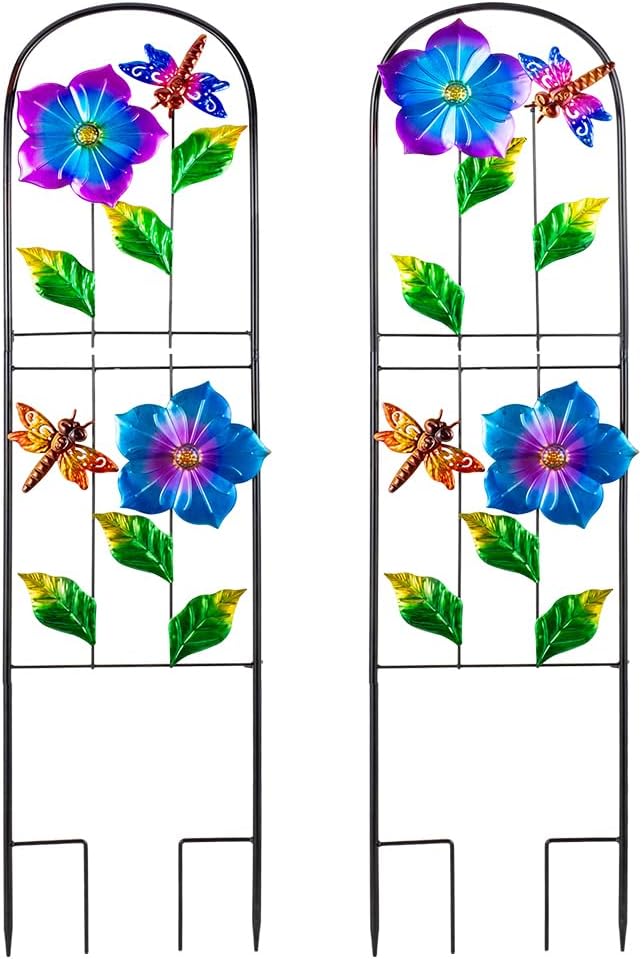 Metal Garden Trellis for Climbing Plants,2 Packs Dragonfly Outdoor Decorative...