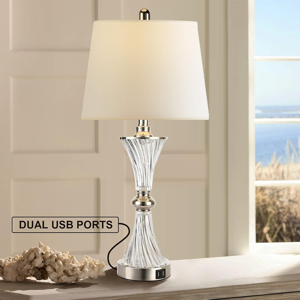 Hamucd Touch Control Table Lamp for Bedrooms 3 Way Dimmable White Drum Shade ...