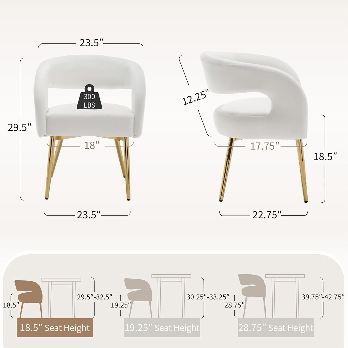 Hyfirm White and Gold Dining Chairs Set of 6, Upholstered Velvet Barrel Dining Room Chairs Luxury Modern Comfy Armchairs for Kitchen Recepition Restaurant
