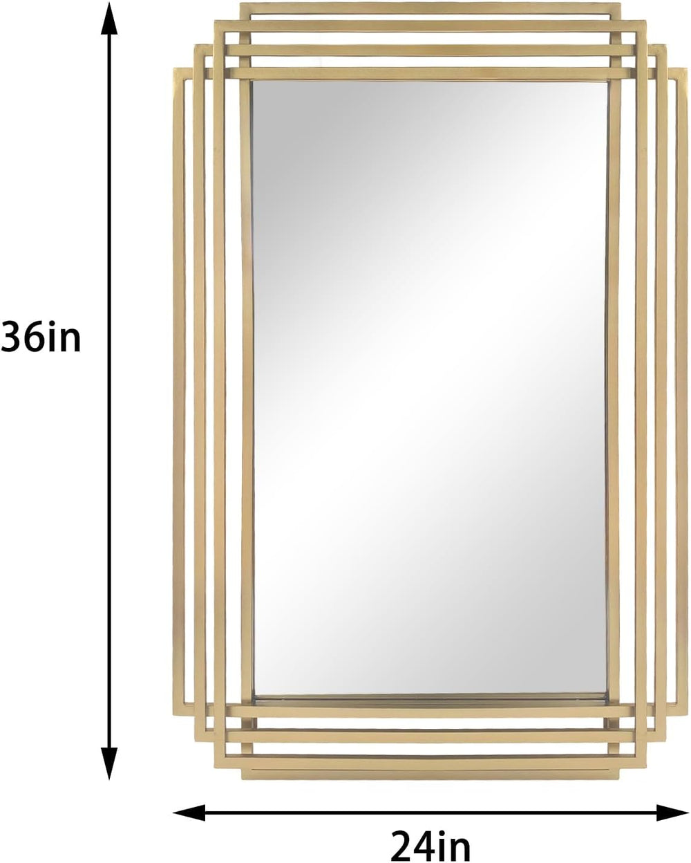 36"x24" Rectangle Decorative Mirror with Gold Geometric Frame