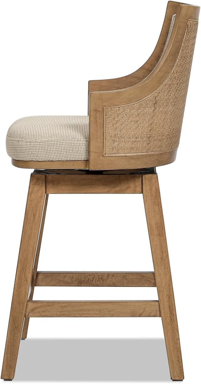 Jennifer Taylor Home Bahama 26" Cane Rattan High-Back Swivel Counter Sto...