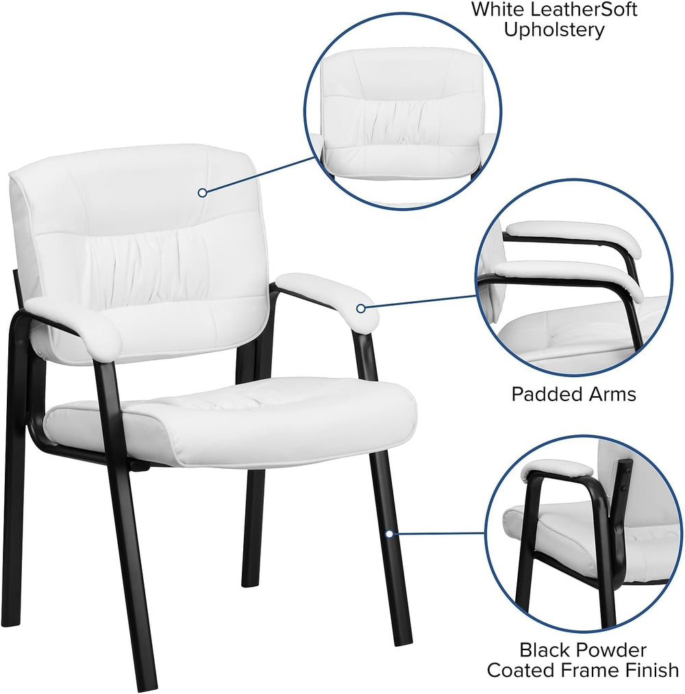 Flash Furniture LeatherSoft Reception Chair, White/Black