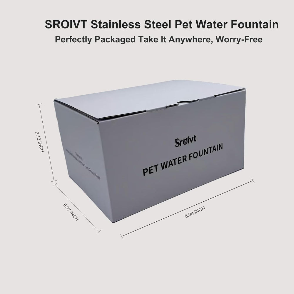 Cat Water Fountain Stainless Steel,Wireless,Battery Operated,2.6L,4Filters