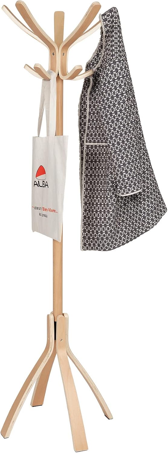 Alba Wooden Floor Coat Stand, Light Brown