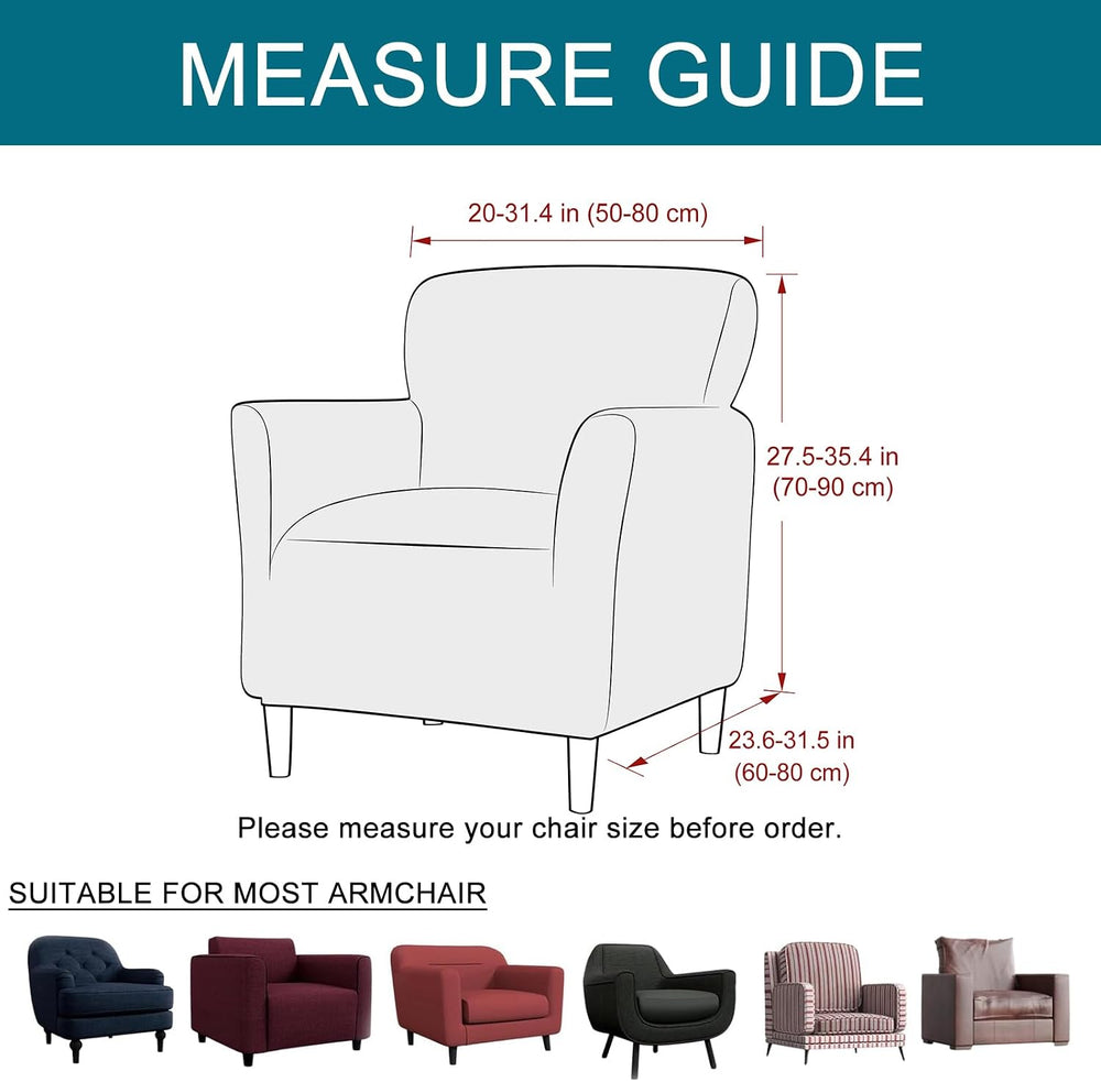 KRFOONN Stretch Chair Covers with Arms Jacquard 1-Piece Mid Century Modern Ar...