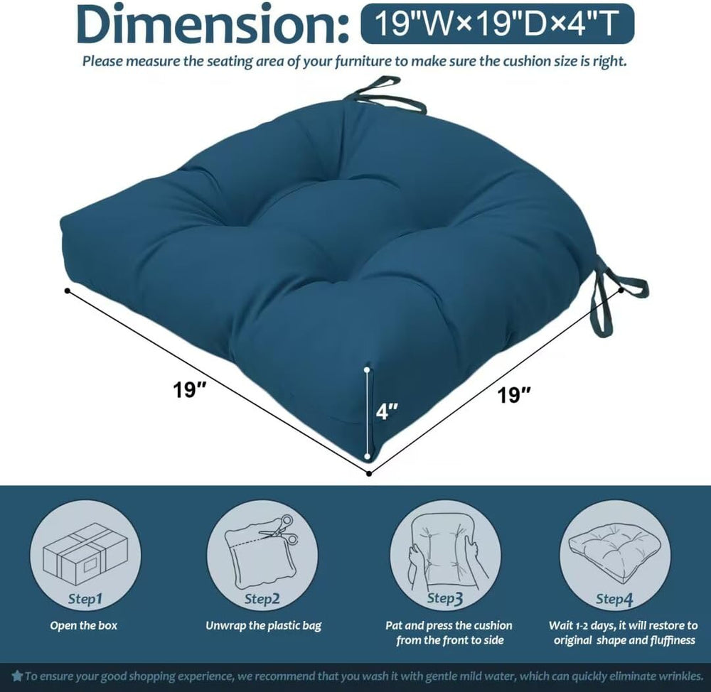 Outdoor Chair Cushions Set of 2, 19"x19" Tufted Outdoor Seat Cushio...