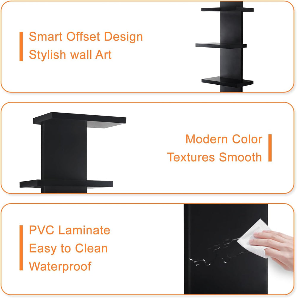 VIWODS 7 Tier Wall Shelf Unit, Black