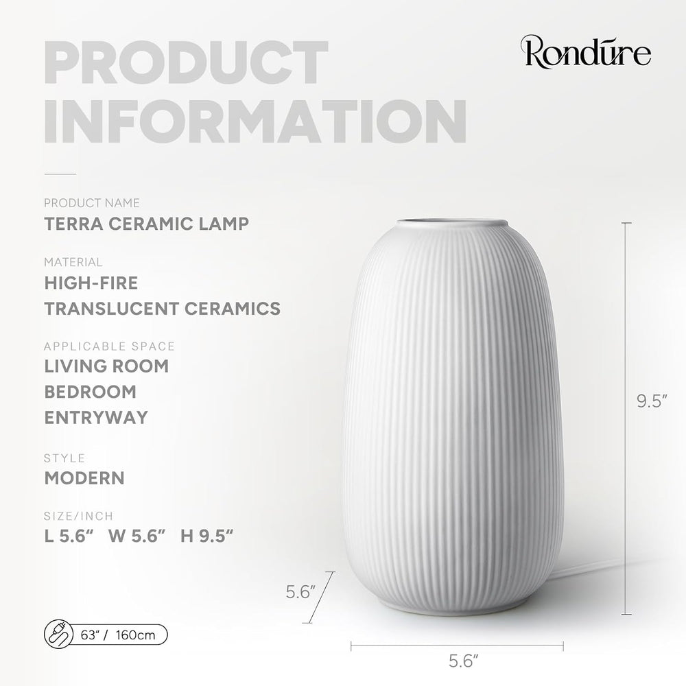 RONDURE Modern Ceramic Decorative Table Lamp Living Room Bedroom Bedside