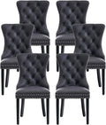 Leather Dining Chairs, Upholstered Dining Room Chairs, Black, Set of 6