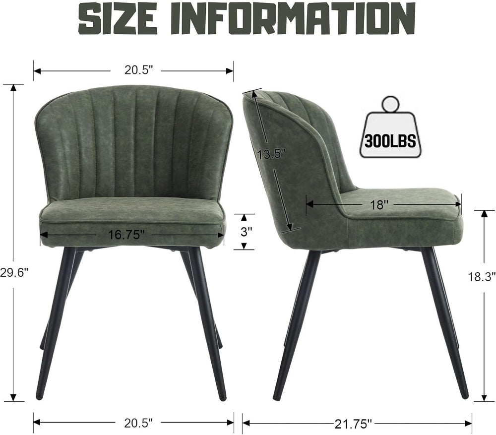 ROCITY Modern Upholstered Dining Chairs Set of 6 Green Leather Dining Room Ch...