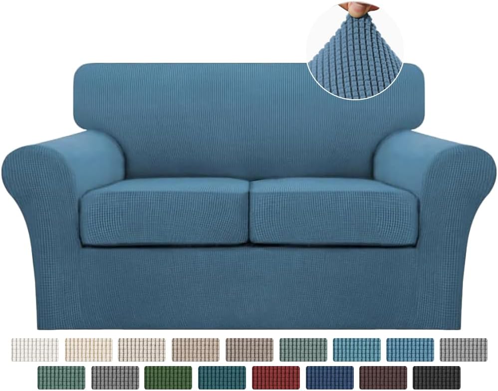 Turquoize 3 Piece Sofa Covers For 2 Cushion Couch Sofa Slipcover Soft Couch C...