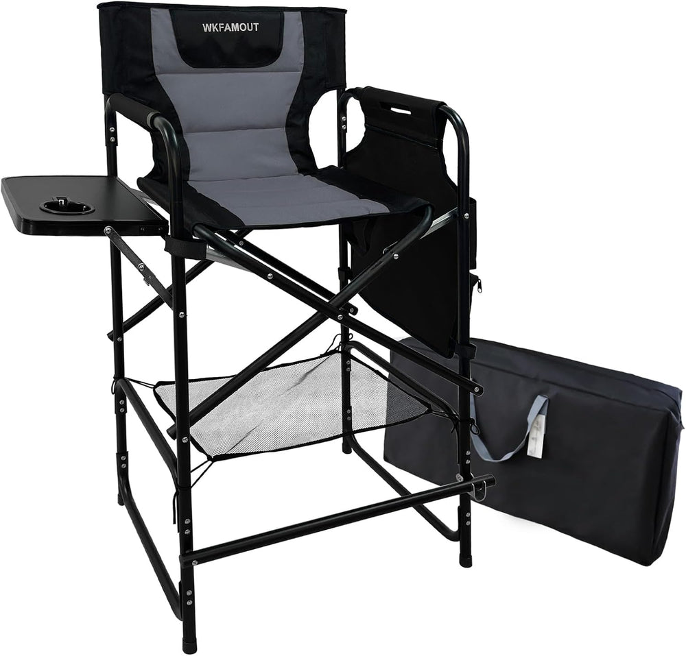 Tall Folding Directors Chair with Side Table 30.71" Seat Height Foldable...