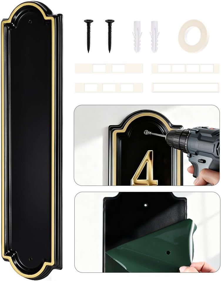 VONDERSO Address Signs for Houses, Self-Adhesive & Pre-Drilled for Easy M...