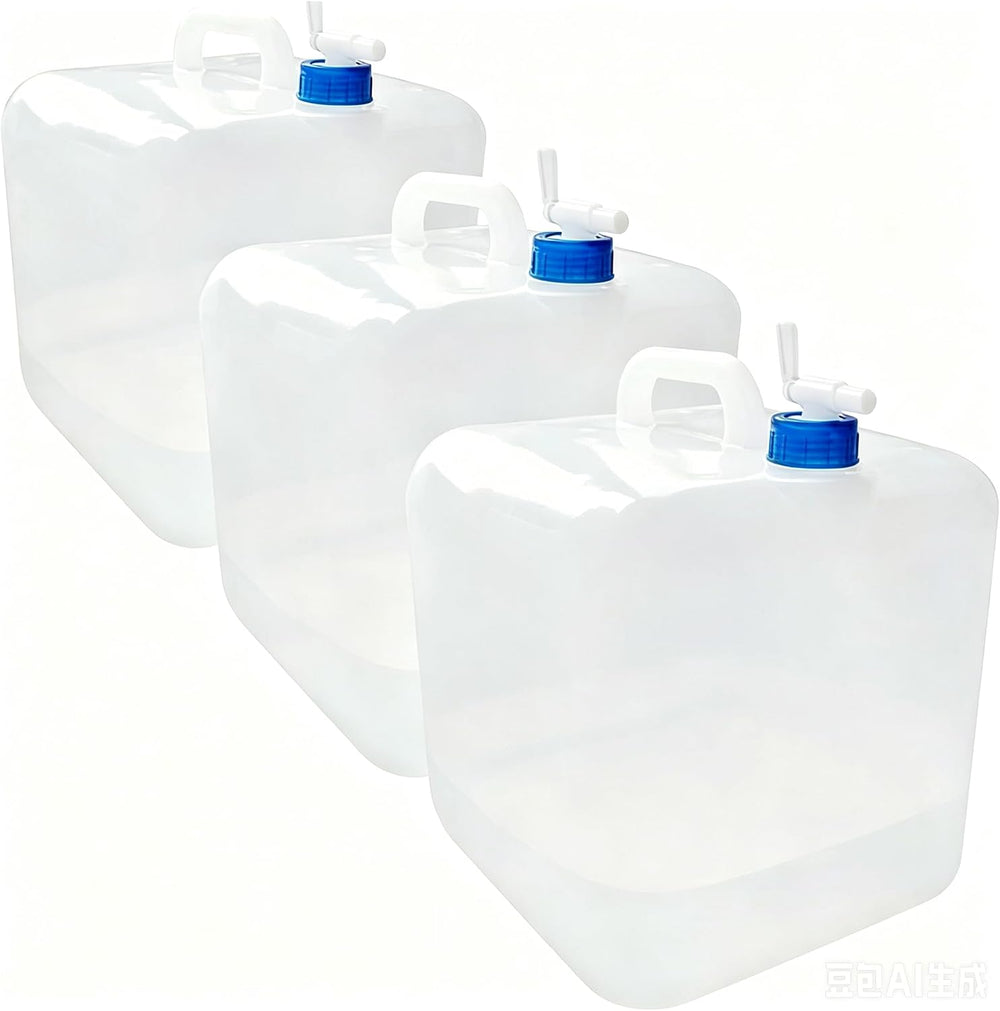 3 Pack 5.3 Gal Collapsible Water Storage Container Jug with Spigot