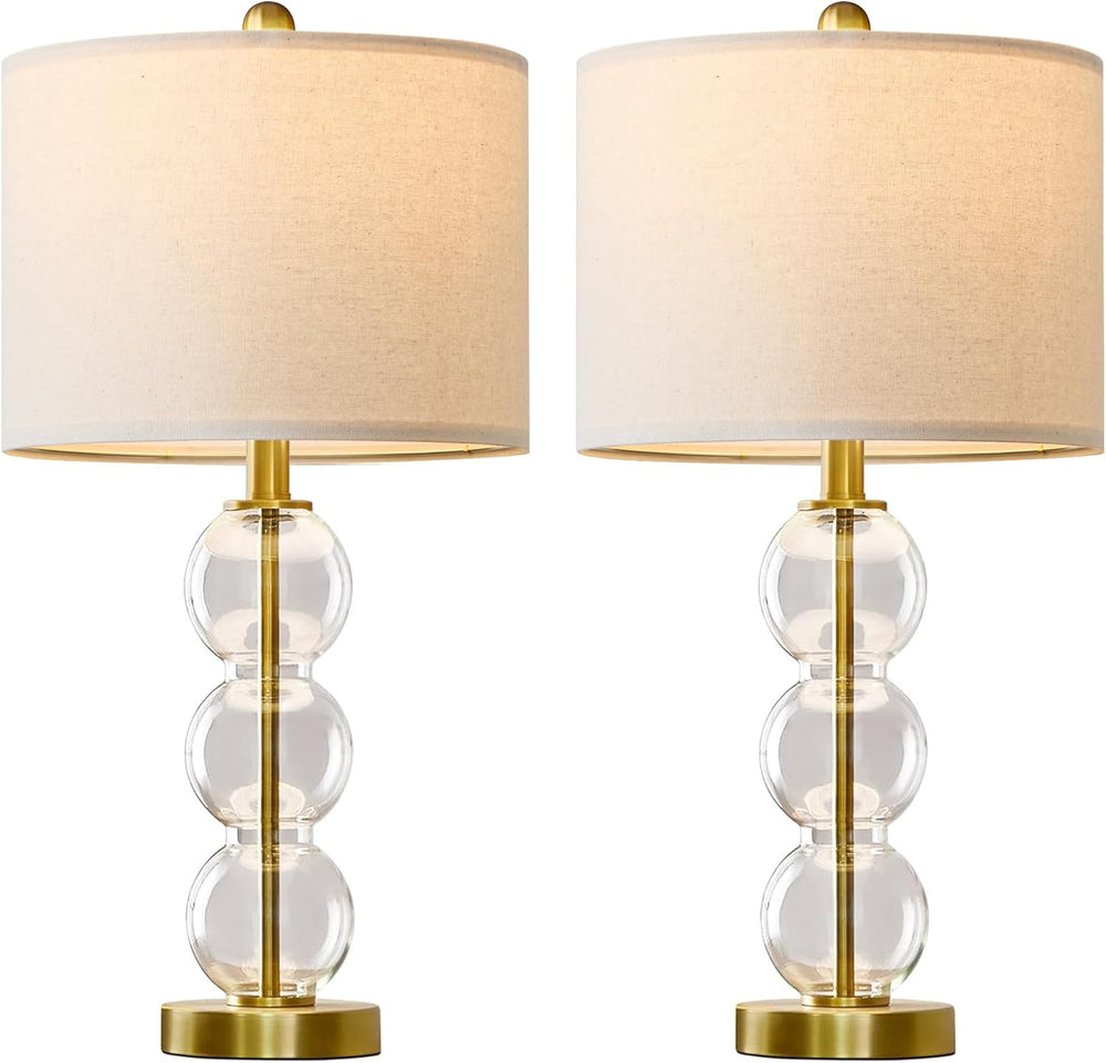 Oneach 25" Glass Table Lamps Set of 2, Gold Modern Table Lamps with USB ...