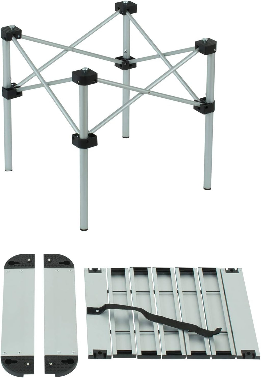 iClimb Lightweight Stable Alu. Folding Square Table Roll Up Top (Nature, S)