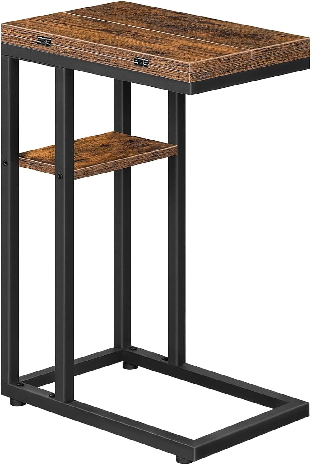 HOOBRO Foldable C Shaped End Table, C Shaped Side Table with Storage Shelf