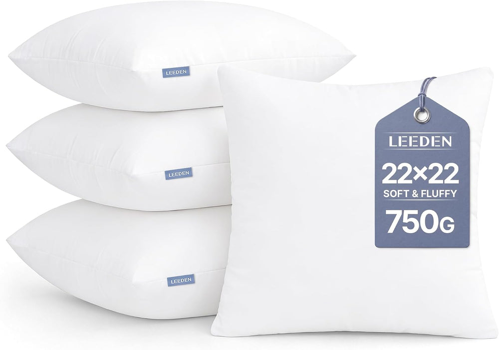 Leeden 22x22 Throw Pillow Inserts Set of 4, Pillow Forms for Couch