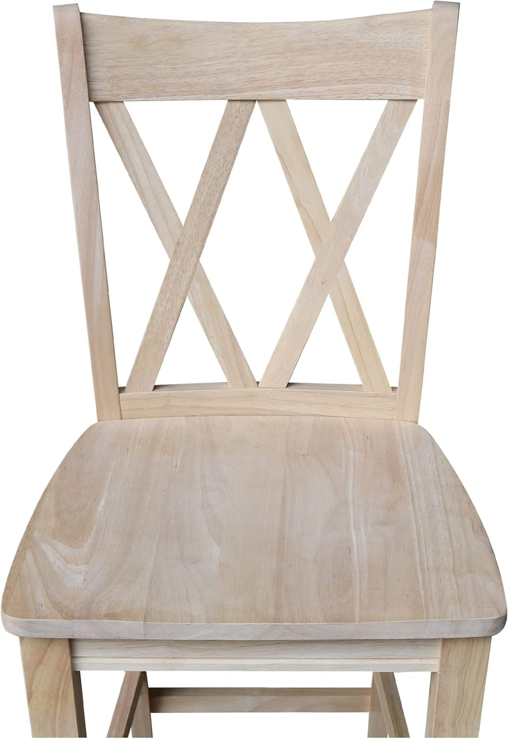 IC International Concepts Solid Wood Double X-Back Stool, 24", Unfinished