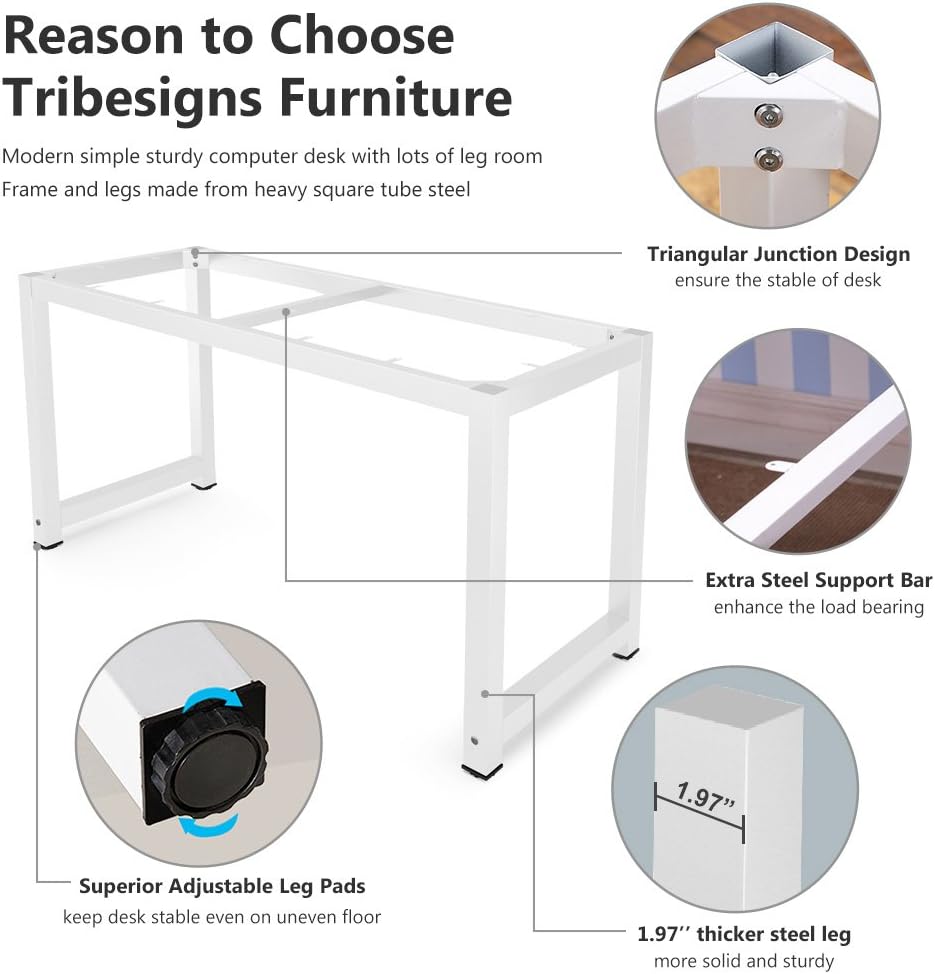 Tribesigns Computer Desk, 63 inch Large Office Desk Computer Table Study Writ...