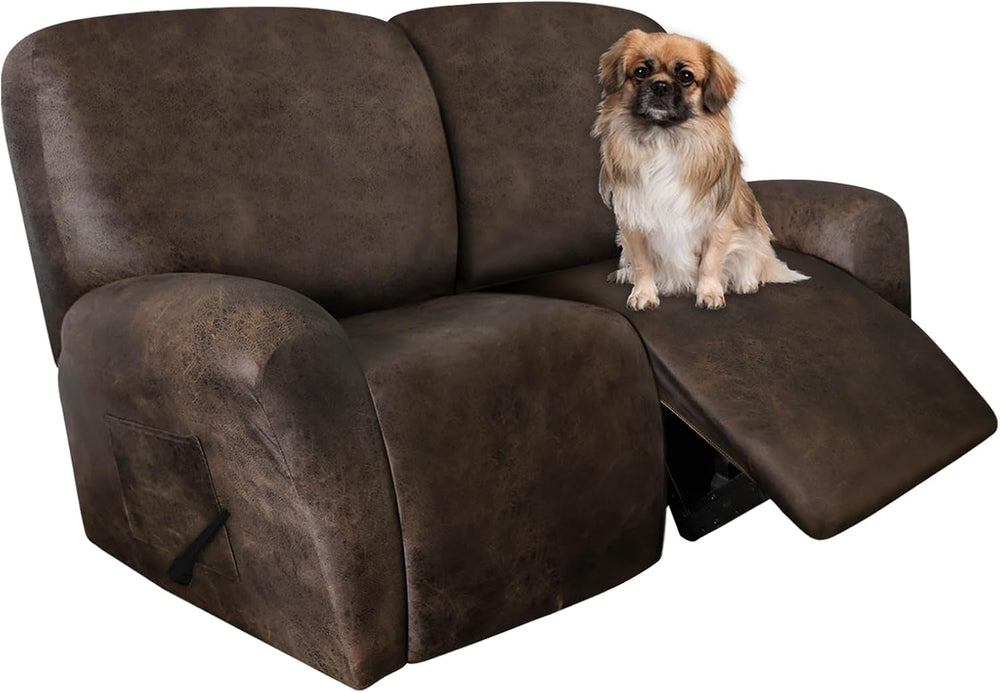 ANARACHON Leather Look Loveseat Recliner Covers Stay in Place 6-Piece Recline...