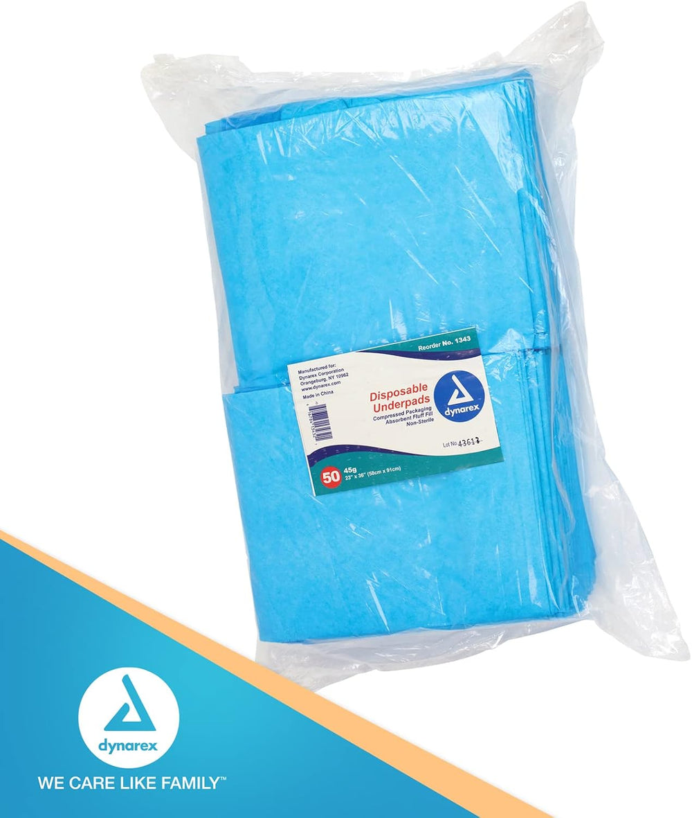 Dynarex Disposable Underpads, Ultra-Absorbent Medical-Grade Incontinence Bed ...