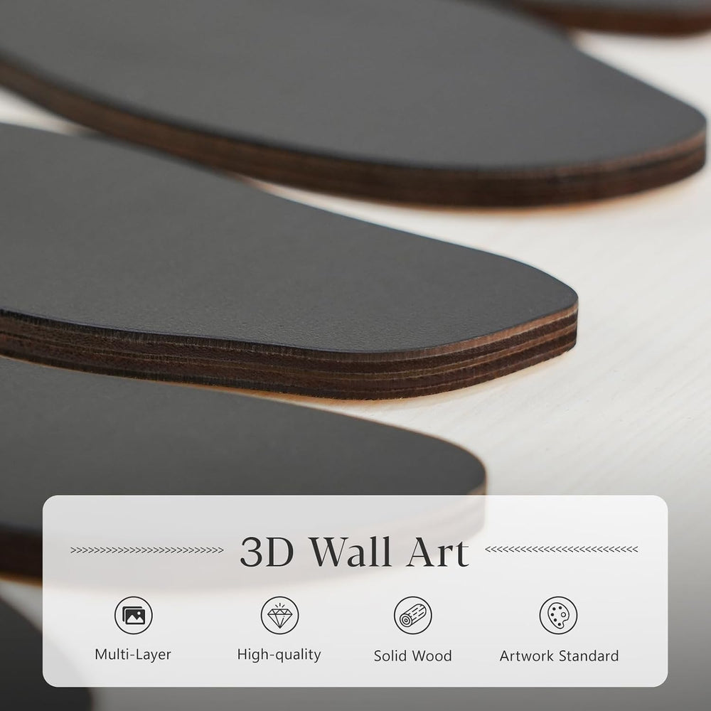 3D Large Solid Wood Wall Art Set of 3, Boho Botanical Wall Decor, 24x48 IN