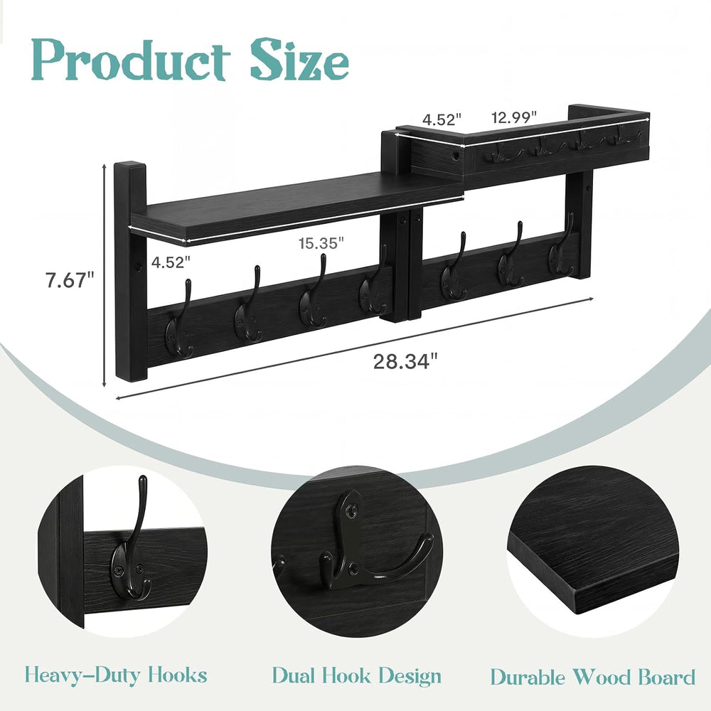 4 Pack Wall Coat Rack with Shoe Rack, 2-in-1 Coat and Shoe Rack Entryway