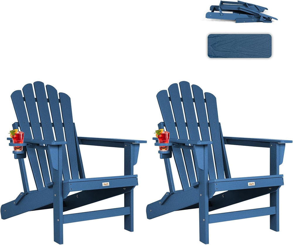 Oversized Folding Adirondack Chair 2PC, HDPE Fire Pit Chair W/400 LBS