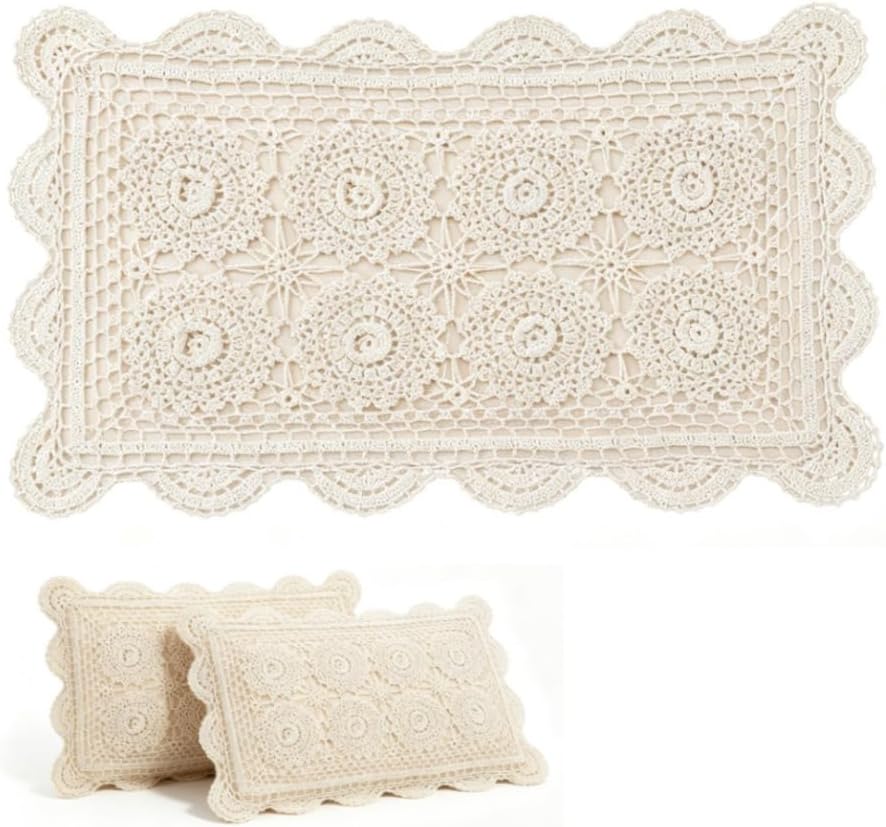 misppro 100% Cotton Creative Linens Pillowcase Crochet Embroidery 3D Lace Flo...