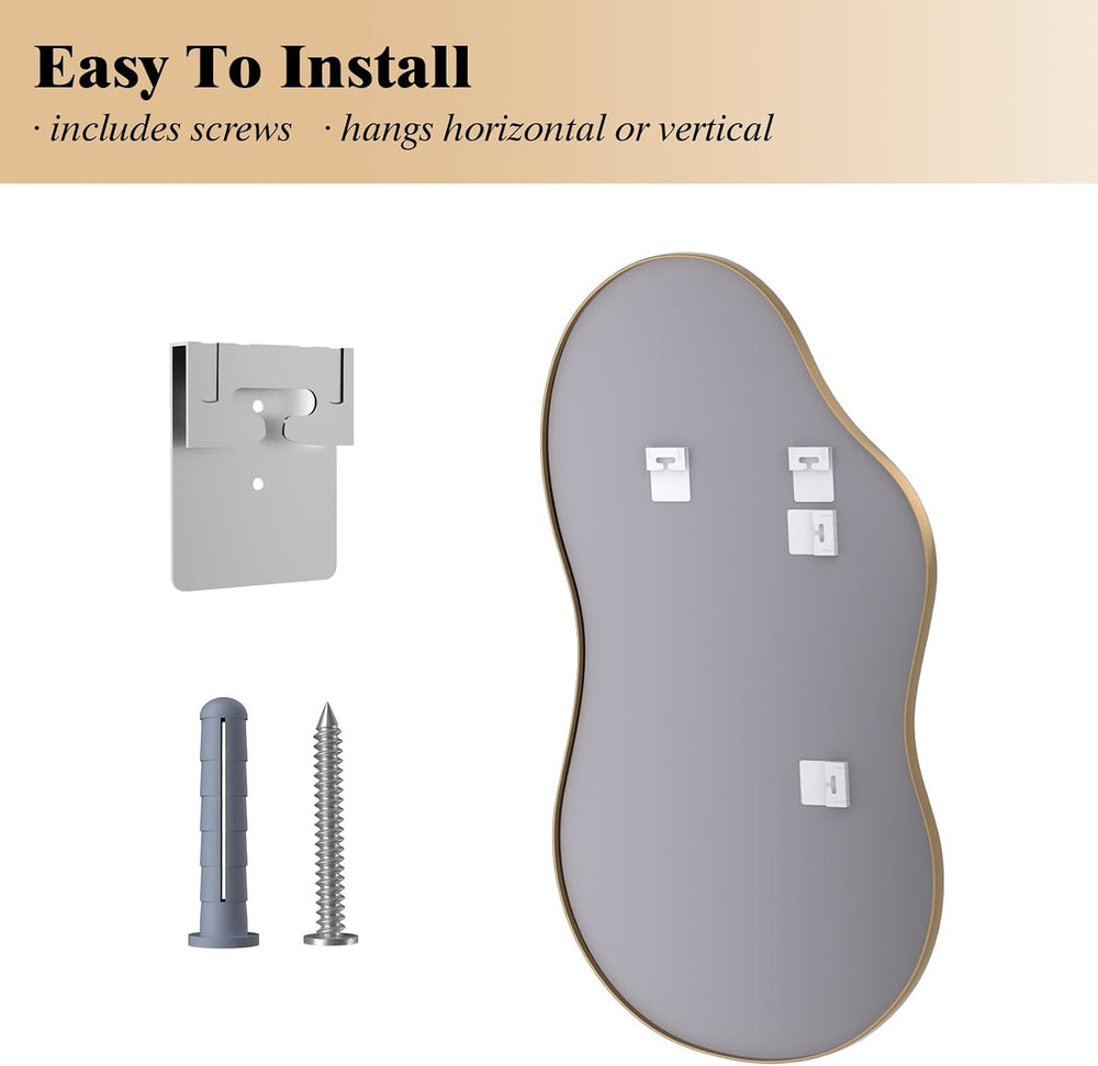 WEER Gold Irregular Wall Mirror for Bathroom 26X46 Inch