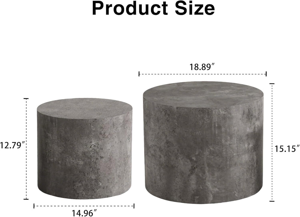 Nesting Round Coffee Table Set of 2, Accent End Table for Small Spaces, Morde...