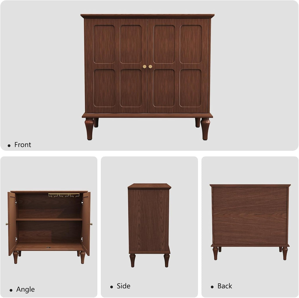 ARTPOWER Brown Sideboard Buffet Cabinet with Storage, Mid-Century Modern Storage Cabinet with 2 Doors and Adjustable Shelves, Accent Style Sideboard for Entryway, Dining Room, Living Room