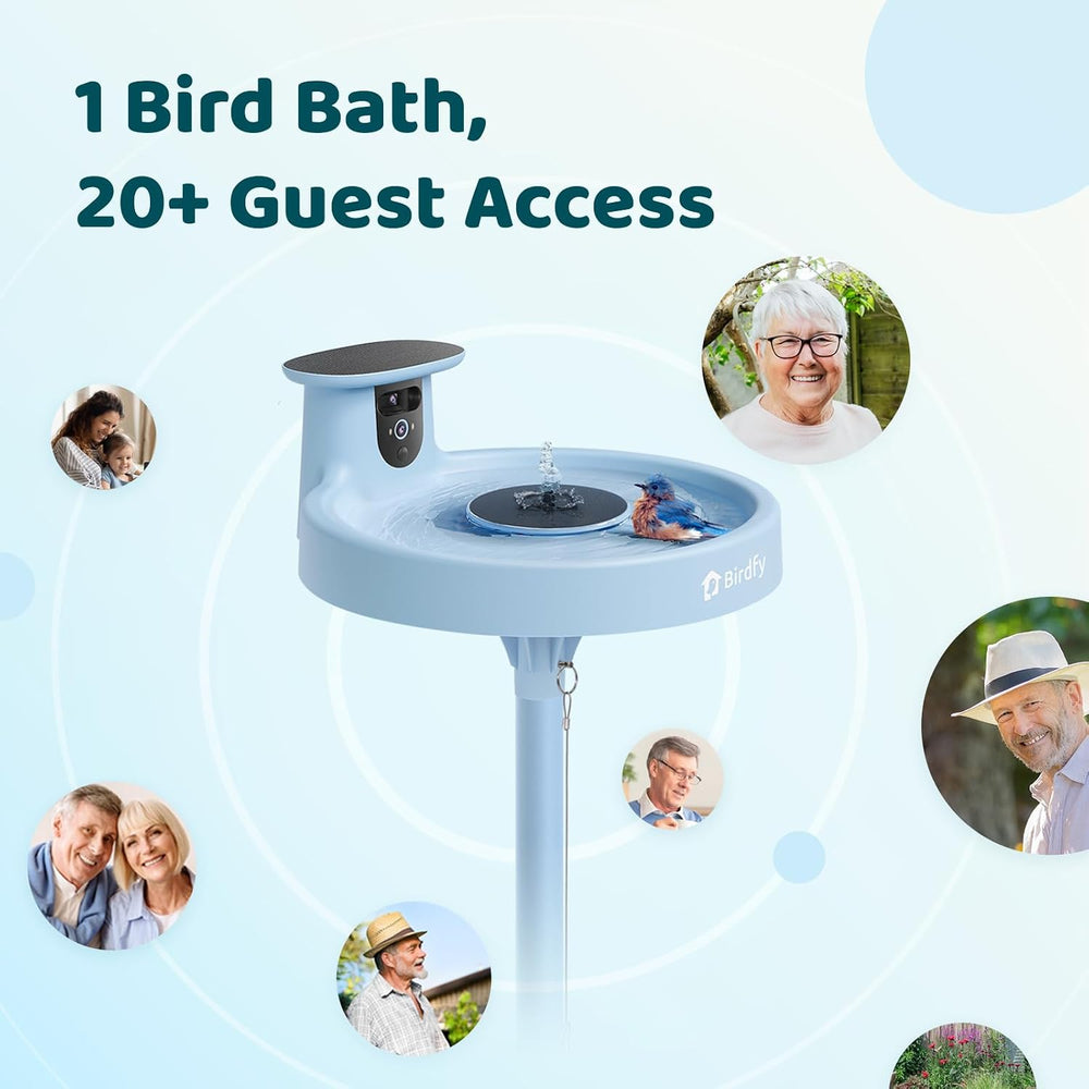 Birdfy Smart Bird Bath with Camera, Solar Powered, Dual-Lens 2K AI Camera
