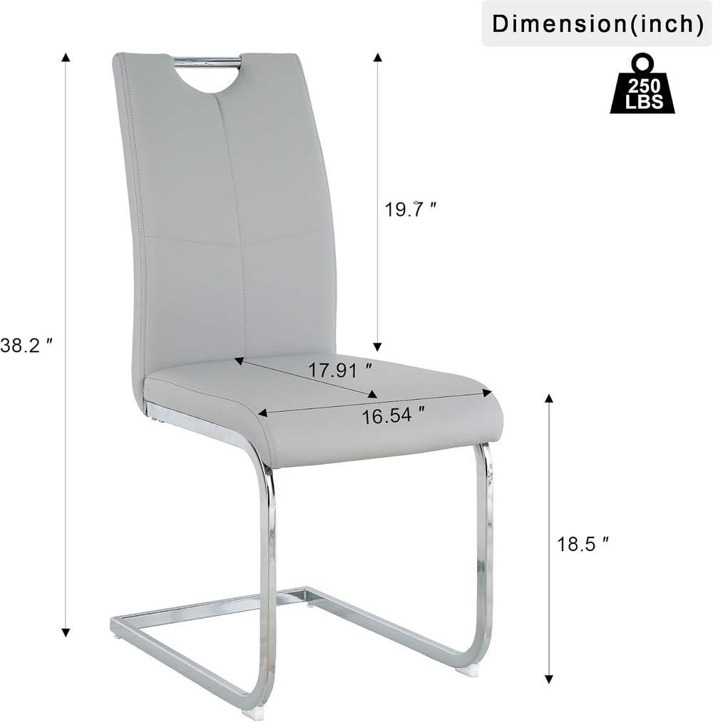Modern Dining Chairs Set of 4 PU Faux Leather High Back Upholstered Chairs wi...