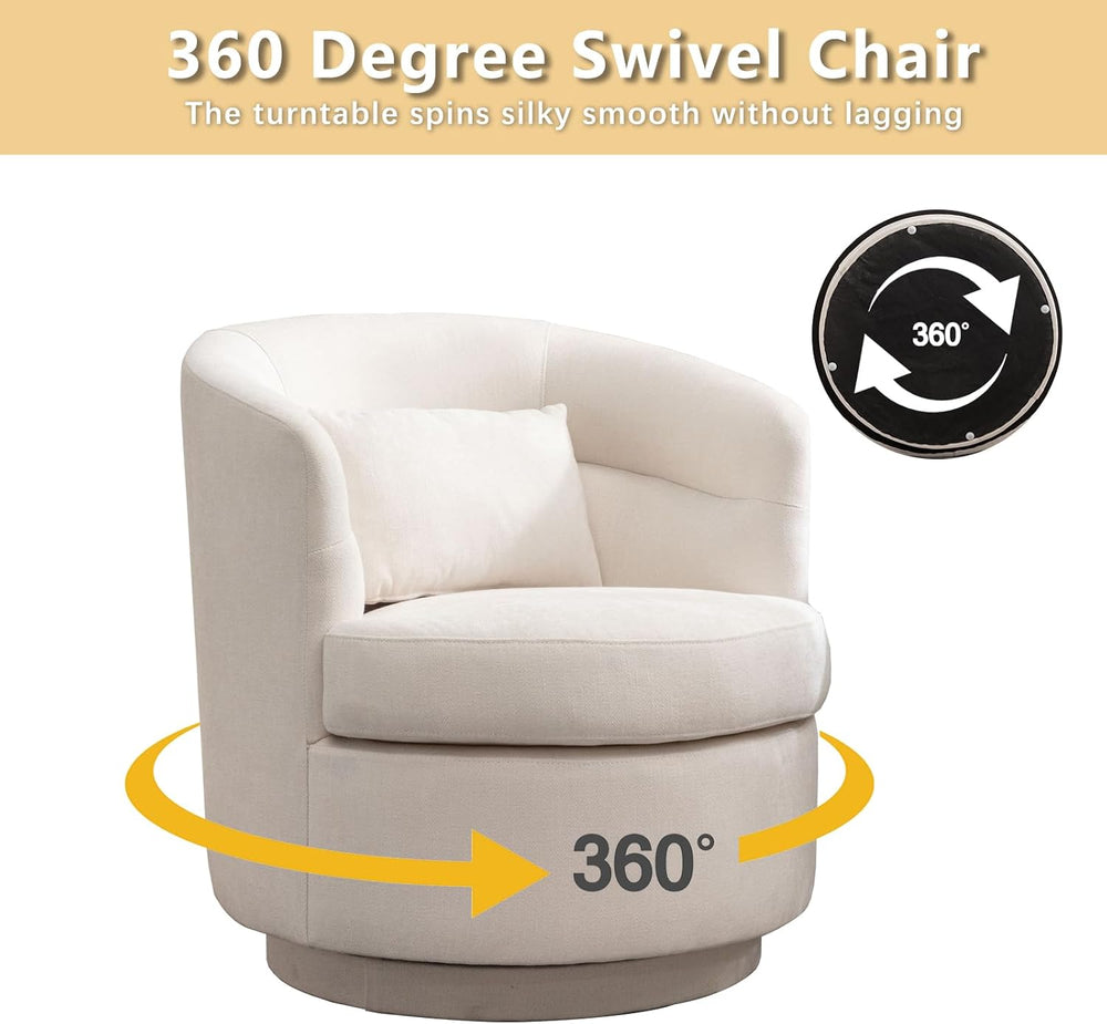 CANMOV Swivel Accent Chair, 360 Degree Round Swivel Barrel Chair with Pillow,...