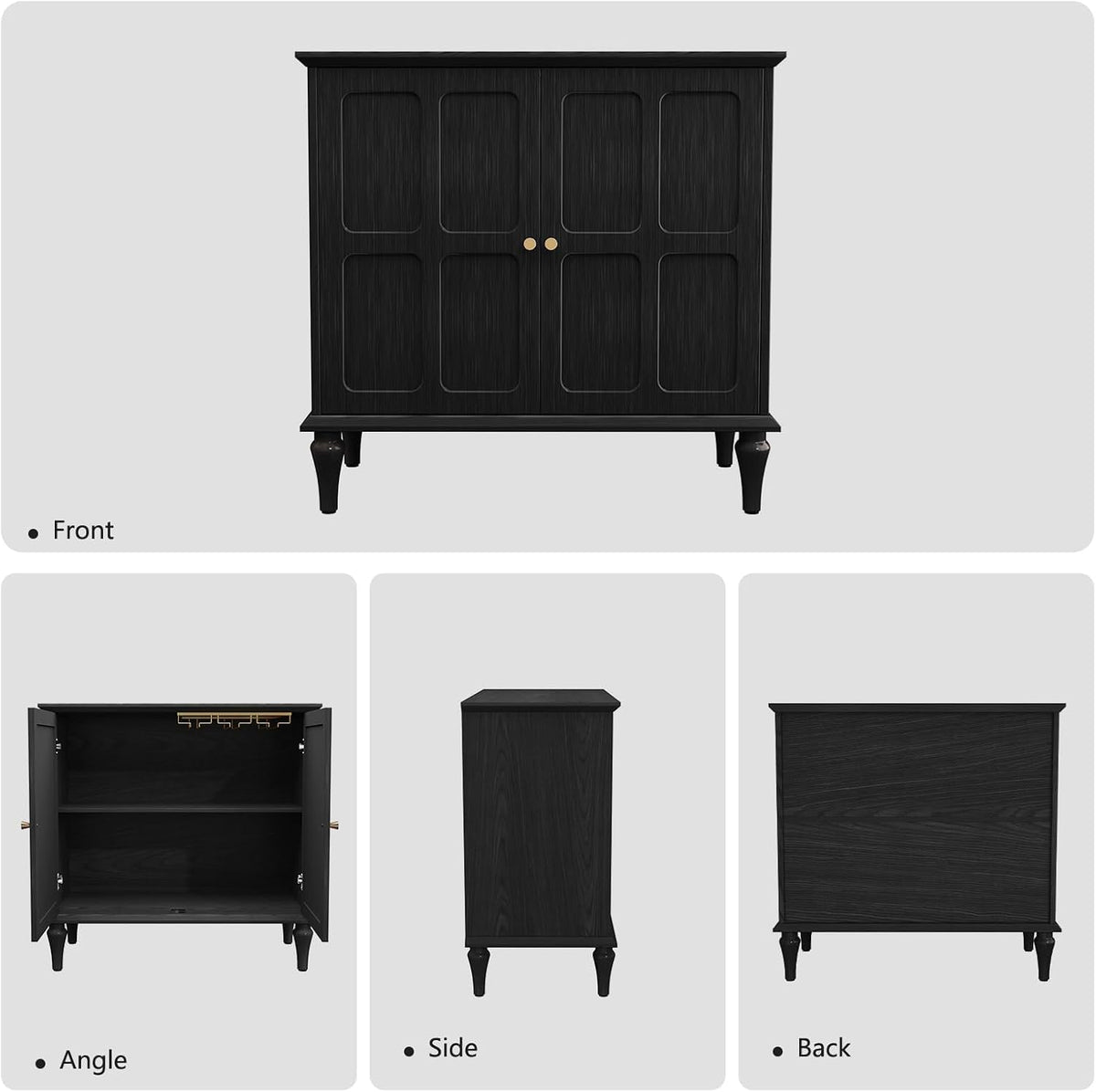 ARTPOWER Black Sideboard Buffet Cabinet with Storage, Mid-Century Modern Storage Cabinet with 2 Doors and Adjustable Shelves, Accent Style Sideboard for Entryway, Dining Room, Living Room